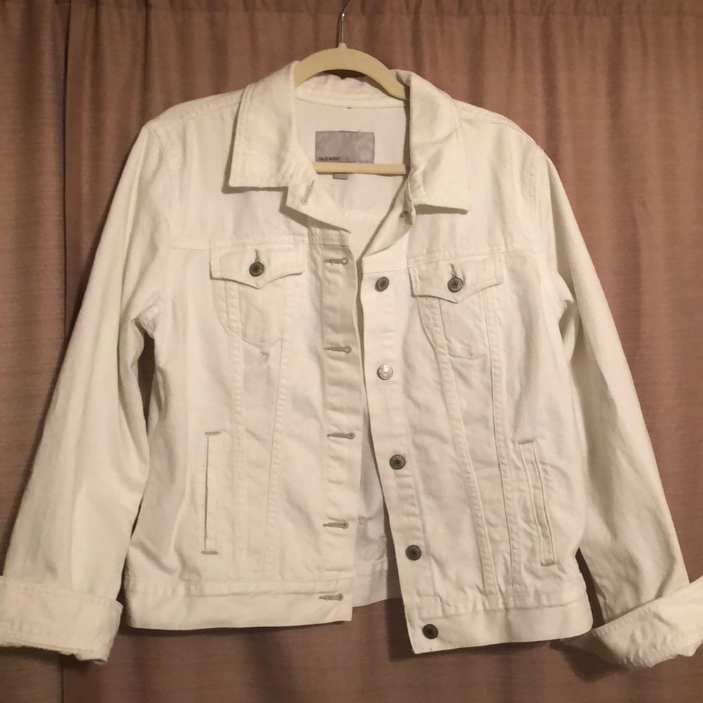 Old Navy white distressed jean jacket